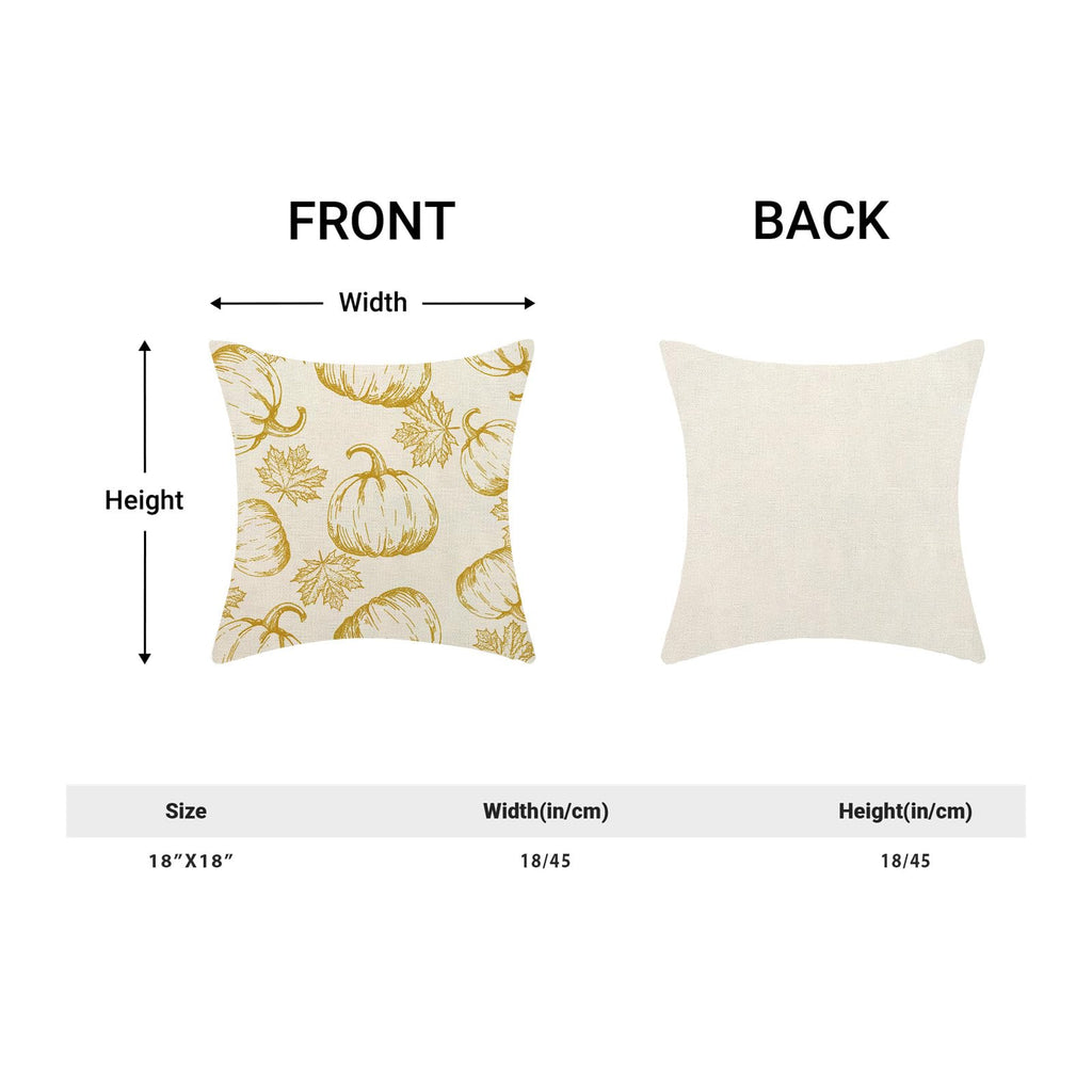 Autumn Pillow Covers 18X18 Set Of 2 Fall Yellow Pumpkin Maple Leaves Throw Pillow Covers Thanksgiving Decoration Pillowcase For