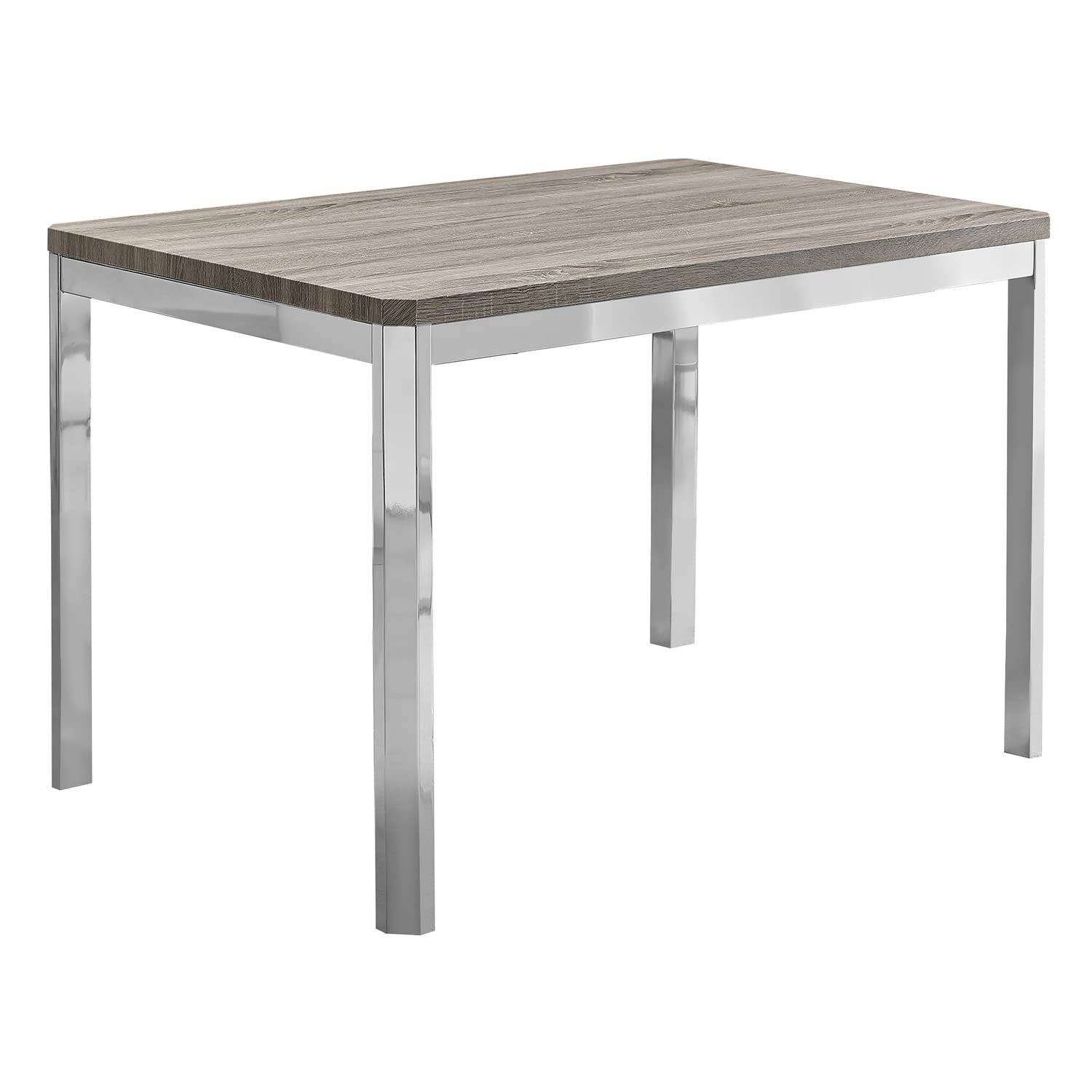 Monarch Specialties I Dining Table - 32&quot;X 48&quot;/ Dark Taupe/Chrome Metal, 47.5&quot;L X 31.5&quot;D X 30&quot;H,