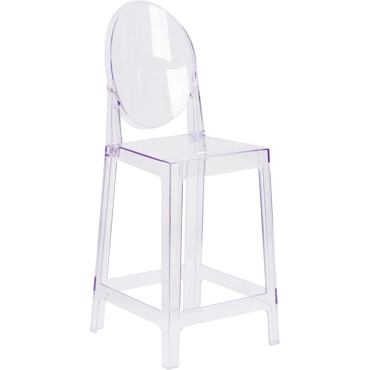 Flash Furniture Revna Ghost Counter Stool with Oval Back in Revna Transparent Crystal