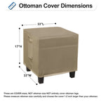 Outdoorlines Outdoor Waterproof Patio Ottoman Covers - Square Uv-Proof Patio Side Table Cover Windproof Heavy-Duty Furniture Covering Protector 33L X 33W X 17H Inch, Camel
