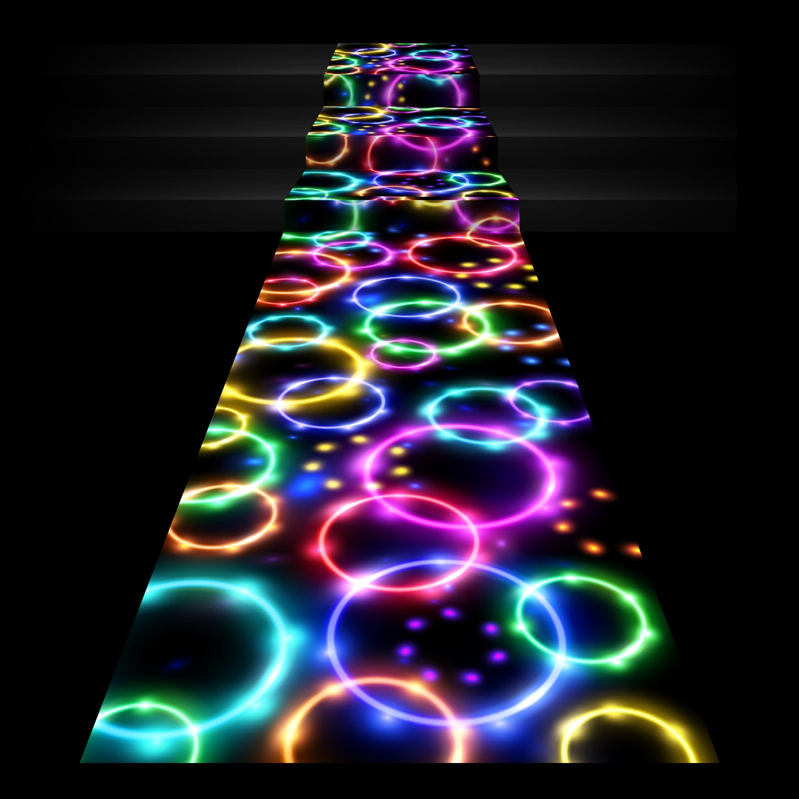 Haull 118 x 39 Inch Neon Light up Dance Floor Glow in The Dark Runner UV Reactive Blacklight Rug Colorful Aisle Runner Rug for 8