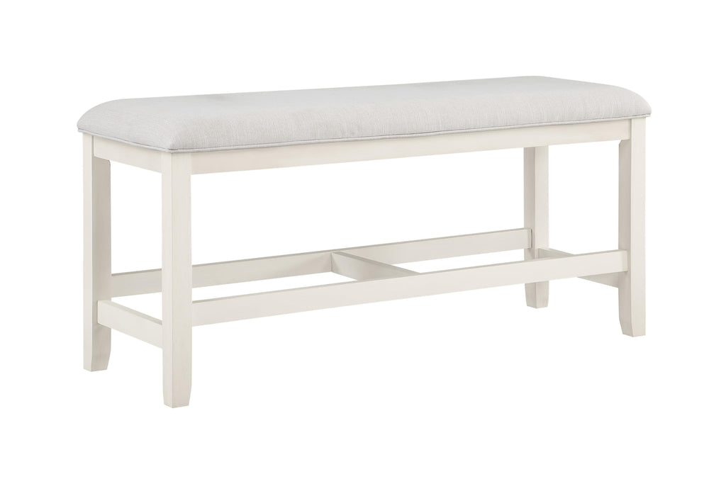 Steve Silver Furniture Hyland Traditional Counter Bench, Gray Upolstered Cushion Seating, Wood Bench, 1, White