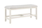 Steve Silver Furniture Hyland Traditional Counter Bench, Gray Upolstered Cushion Seating, Wood Bench, 1, White