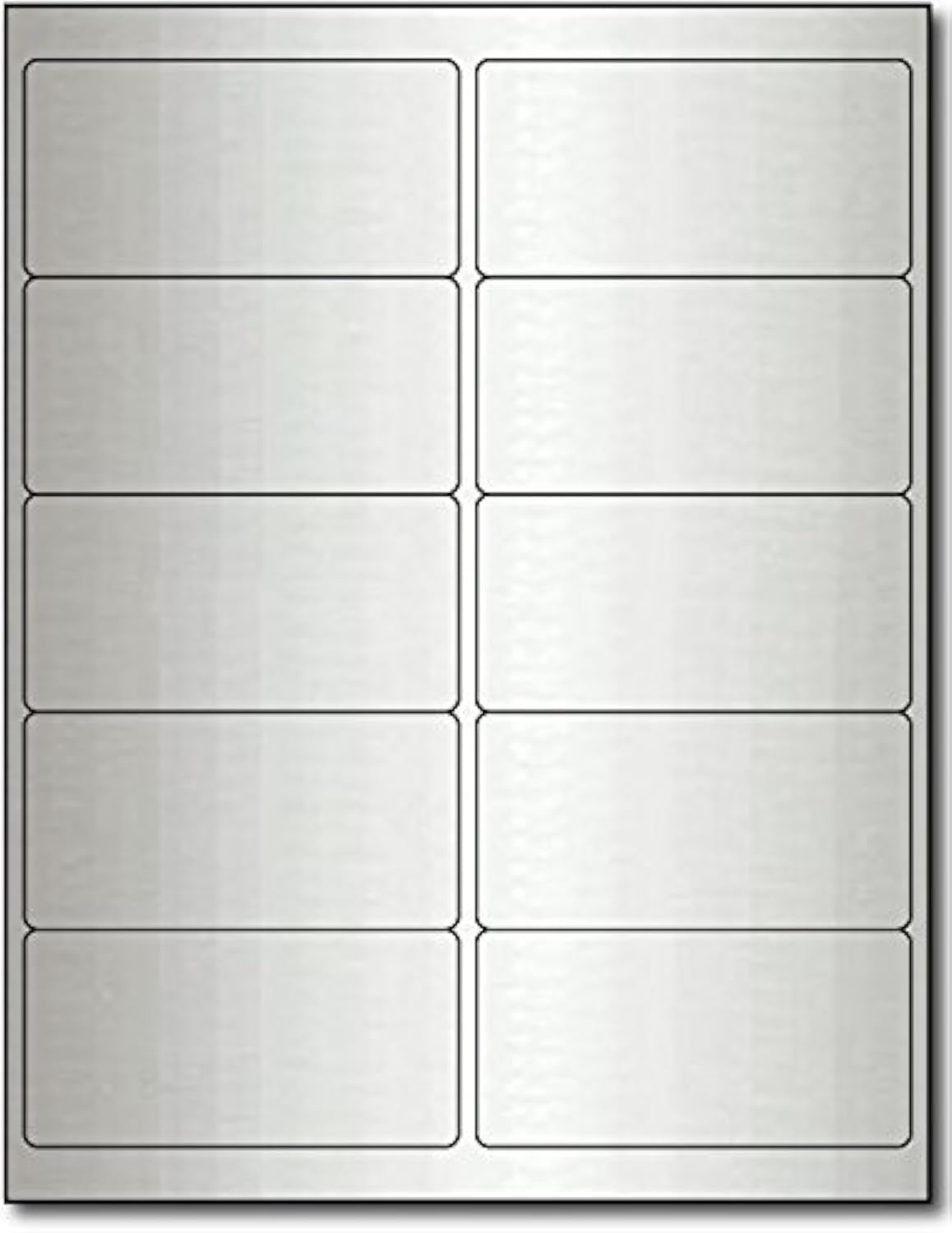 4' X 2' Silver Foil Labels For Laser Printers - 10 Sheets / 100 Labels