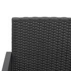 vidaXL 3-Seater Patio Bench with Cushions - Black Polypropylene Rattan, Powder-Coated Steel Frame, Armrests, Backrest, Comfortable Seating for Three