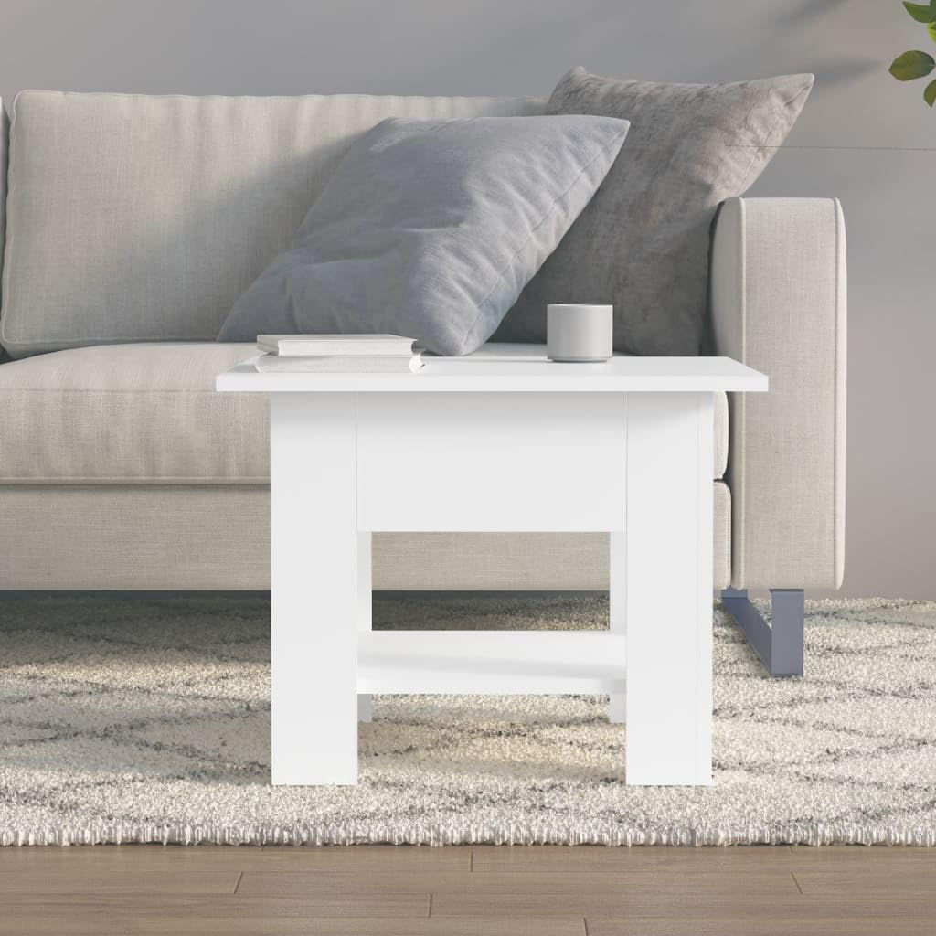 vidaXL Engineered Wood Coffee Table in White - Modern Design with Storage Shelf - Stable and Sturdy.