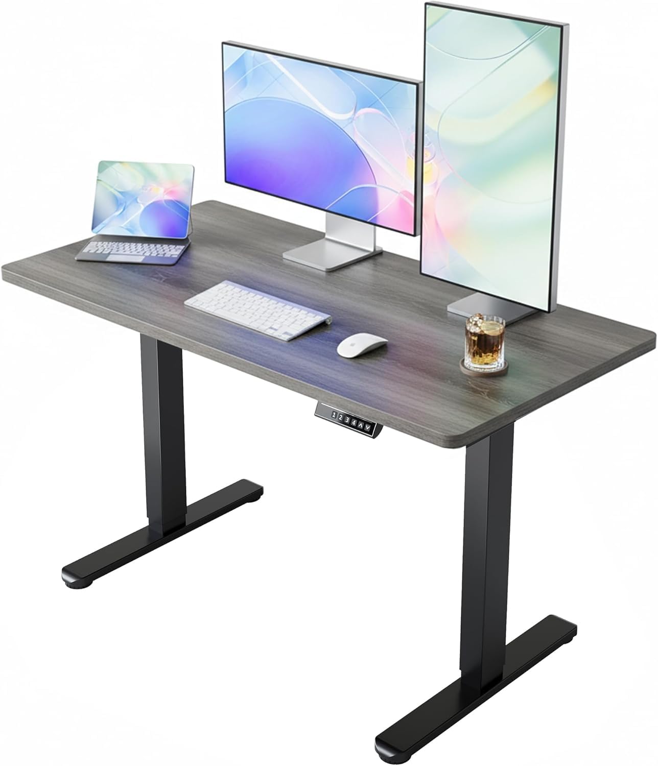 HUANUO 43 x 24 inch Electric Standing Desk Adjustable Height, 4 Memory Height Settings, Sit Stand Up Desk for Home Office & Comp