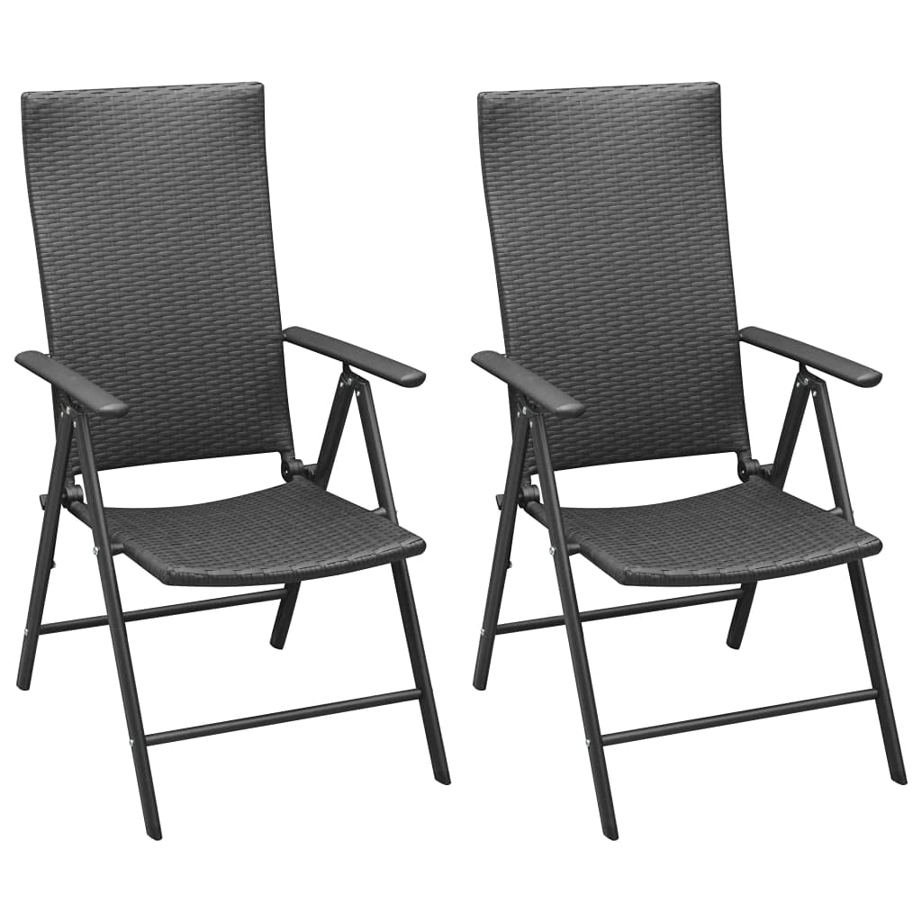 vidaXL 3 Piece Patio Dining Set in Black and Brown - Outdoor Furniture with PE Rattan Chairs and WPC Tabletop - Suitable for Garden, Patio or Terrace