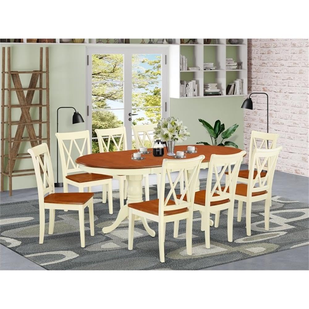 East West Furniture Oval Dining Table Set With 18 Leaf And Double X Back Chairs 9Pc - Thumbnail 2