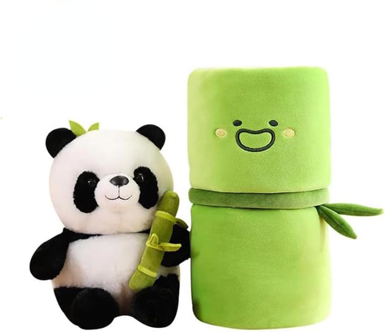 Yideotmz Cute Panda Stuffed Animals Plush Pillow Toys With Bamboo, 12' Soft Bamboo Tube Panda Toy, Panda Plushies Doll Gifts Fo