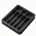 Ecomistiq Divided Compartments Expandable Drawer Organizer Slim Tray Molded Abs Utensil Organizer Rectangular, Black
