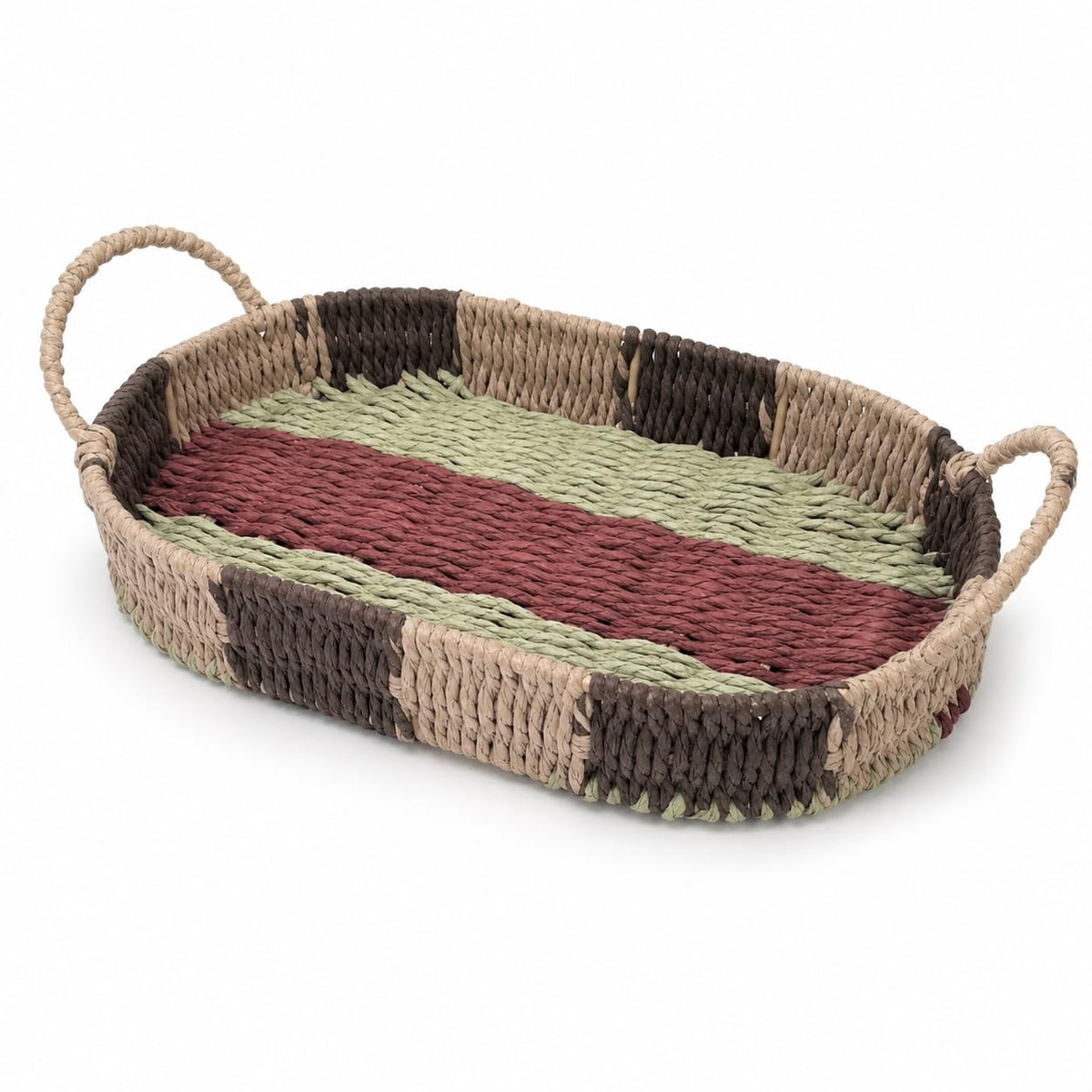 Psycheer Boho Storage Basket,Decor Handmade Paper Rope Basket with Handle