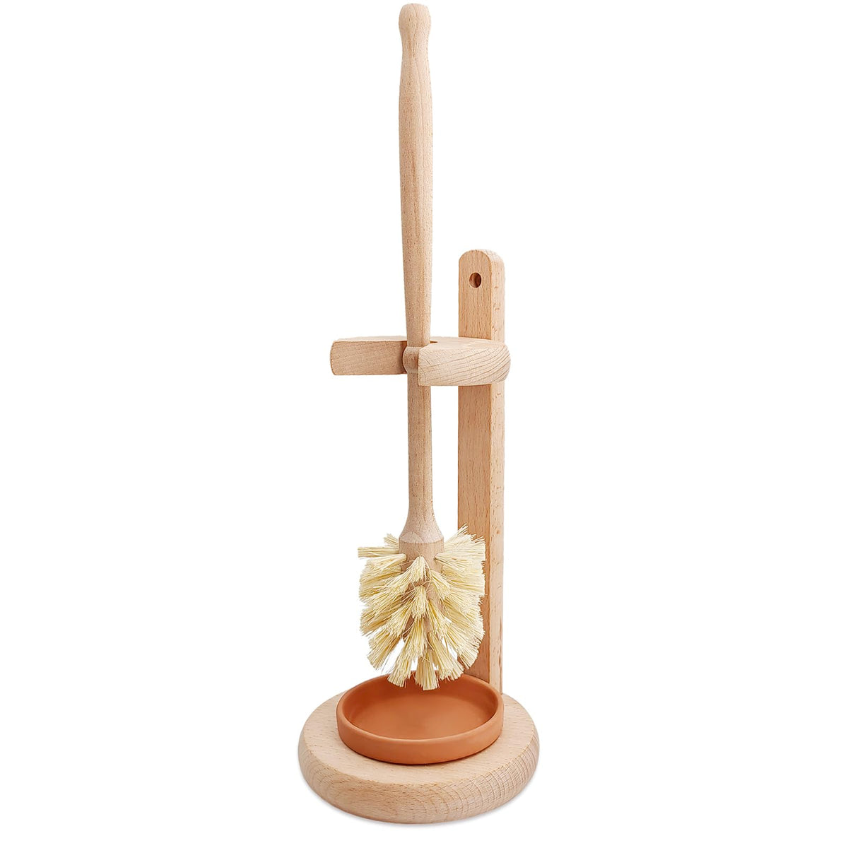 CRAKTH Wood Toilet Brush and Holder Set, Toilet Bowl Cleaner Brush