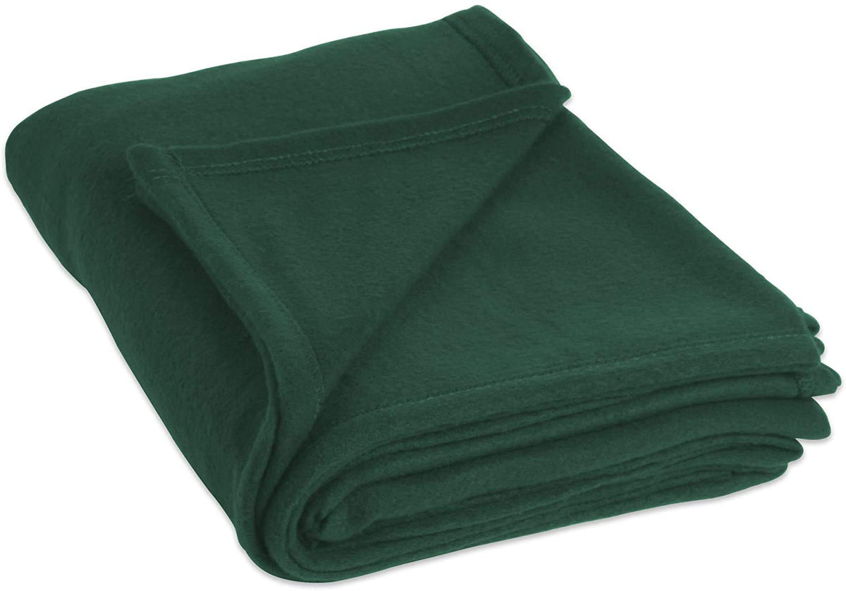MUKHAKSH Double Bed Fleece Soft Dark Green Blanket (800 Grams) Very Comfortale