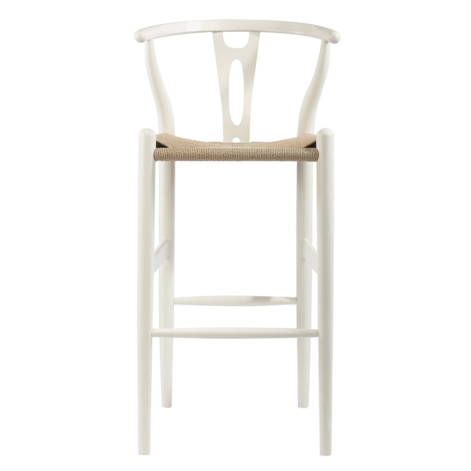 Baxton Studio Mid-Century Modern Wishbone Wood-Y Stool, 19.5' x 18' x 40.75', White
