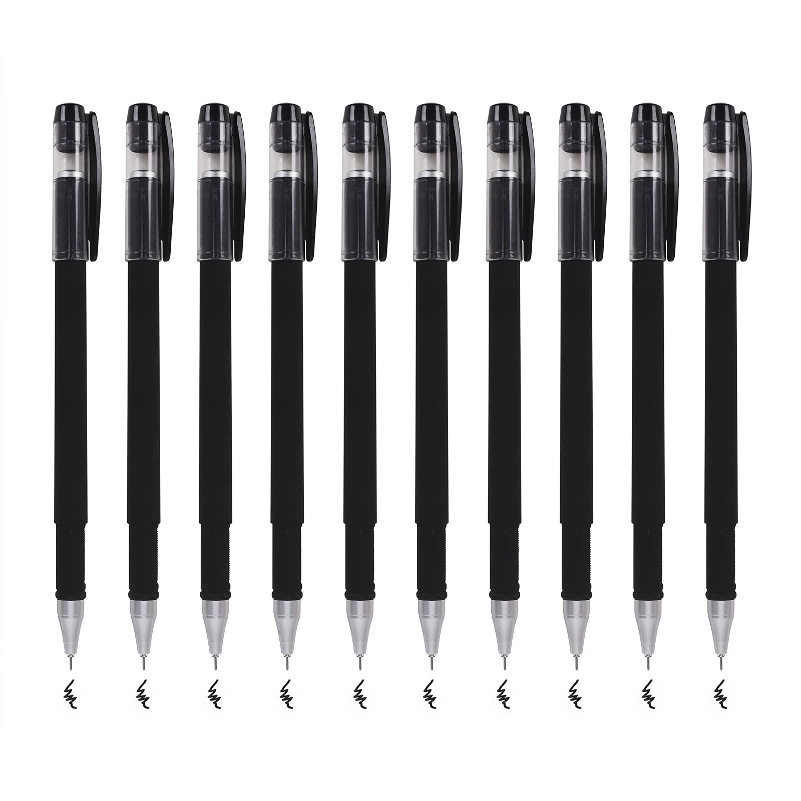 Ruixia 10 Pack Frosted Barrel Black Gel Pens With 20Pcs Ink Refills 0.5Mm Rollerball Fine Point Smooth Writing Quick-Drying Sign