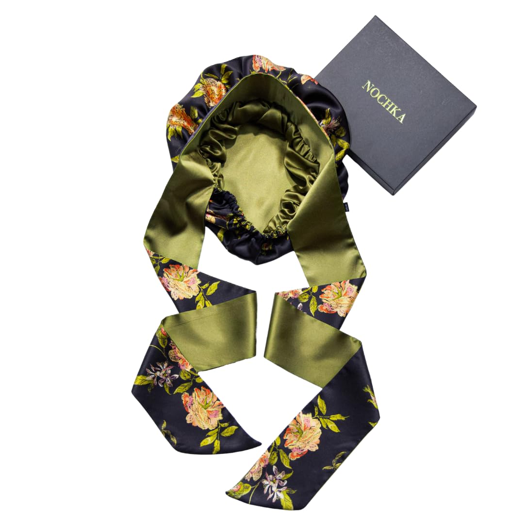 Wild Rose 100% Pure Silk Hair Bonnet Luxurious Reversible Wonder Loop Mulberry Silk for Curly Hair - Ultimate Sleeping Companion