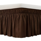 Meila Bed Skirt Three Fabric Sides Elastic Wrap Around Dust Ruffled Solid Bed Skirts Easy On/Easy Off 16 Inch Tailored Drop, Cho
