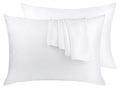 Natural Silk Pillowcase Set Of 2 For Hair &Skin - Both Sides 19 Momme 600 Thread Count With Hidden Zipper (White, Queen)