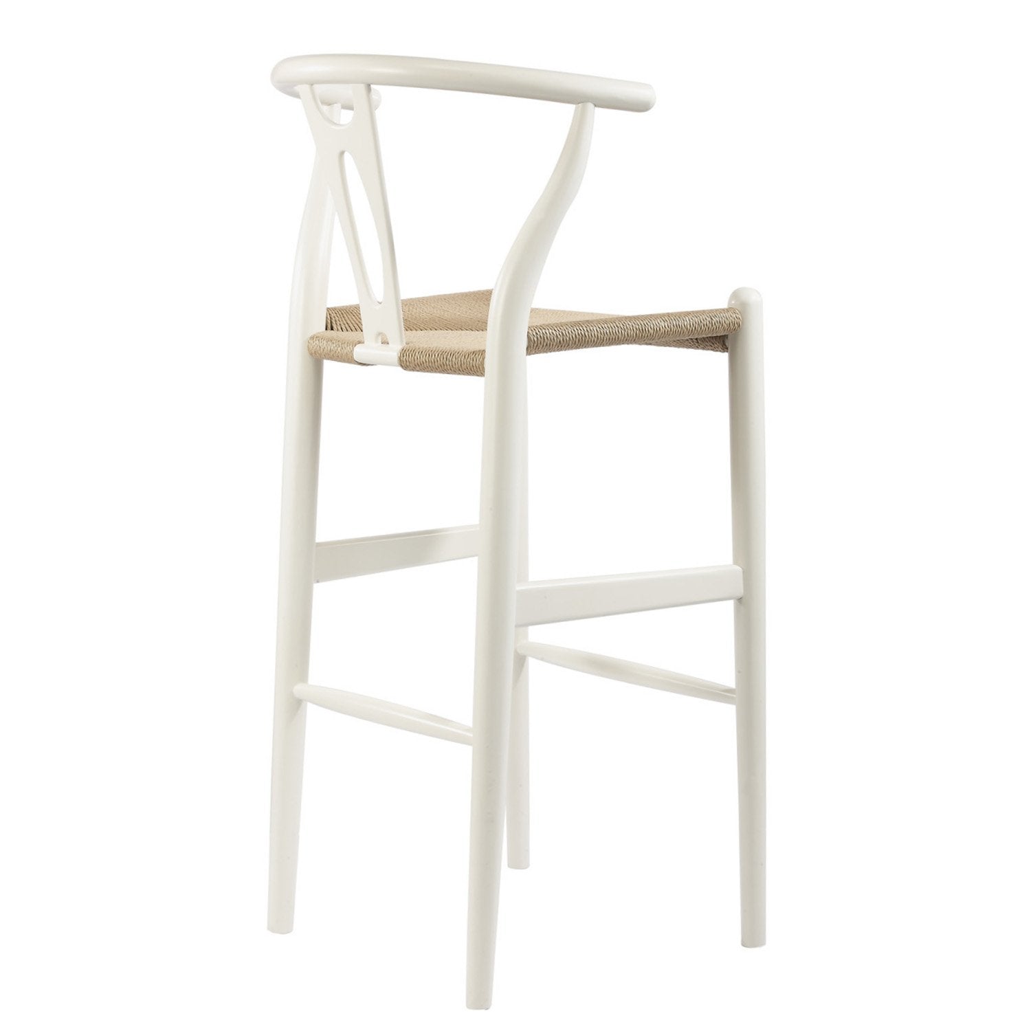 Baxton Studio Mid-Century Modern Wishbone Wood-Y Stool, 19.5' x 18' x 40.75', White