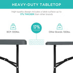 Best Choice Products 8Ft Plastic Folding Table, Indoor Outdoor Heavy Duty Portable W/Handle, Lock For Picnic, Party, Pong, Camping - Dark Gray