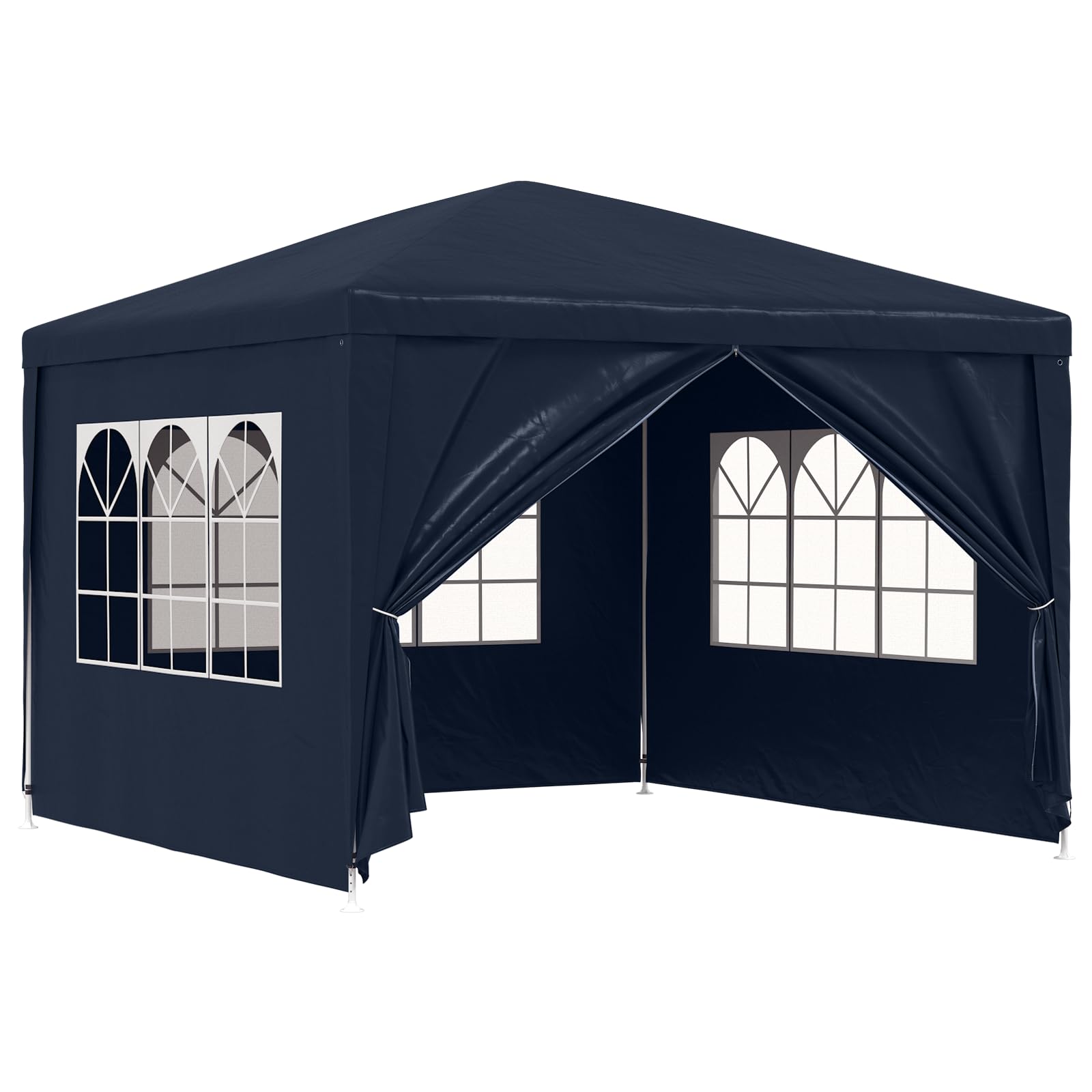 vidaXL Outdoor Canopy Party Tent 118.1 x 118.1, UV & Water-Resistant PE, Rust-Resistant Steel Frame, Windows & Zippered Door, Pe