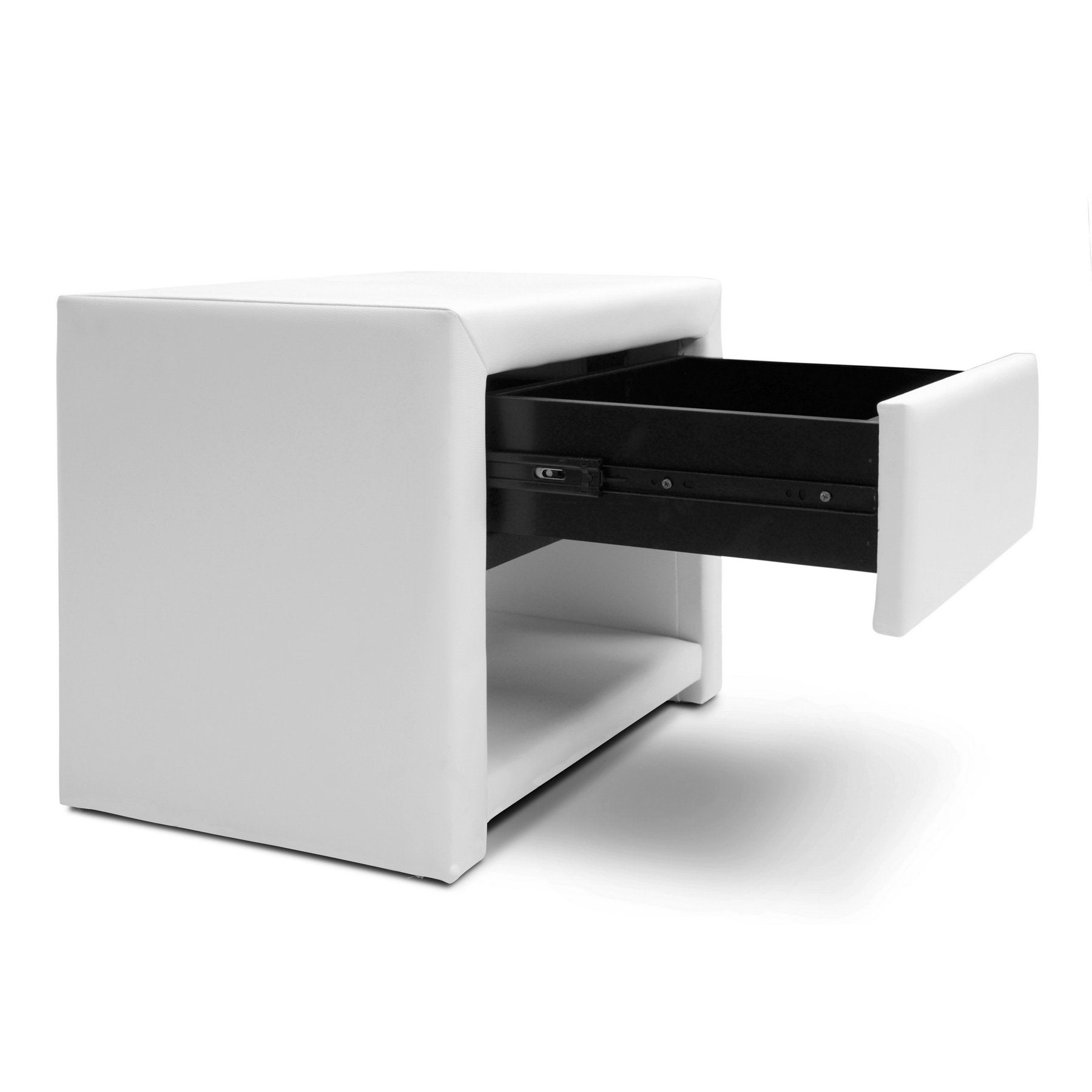 Baxton Studio Massey Upholstered Modern Nightstand, White