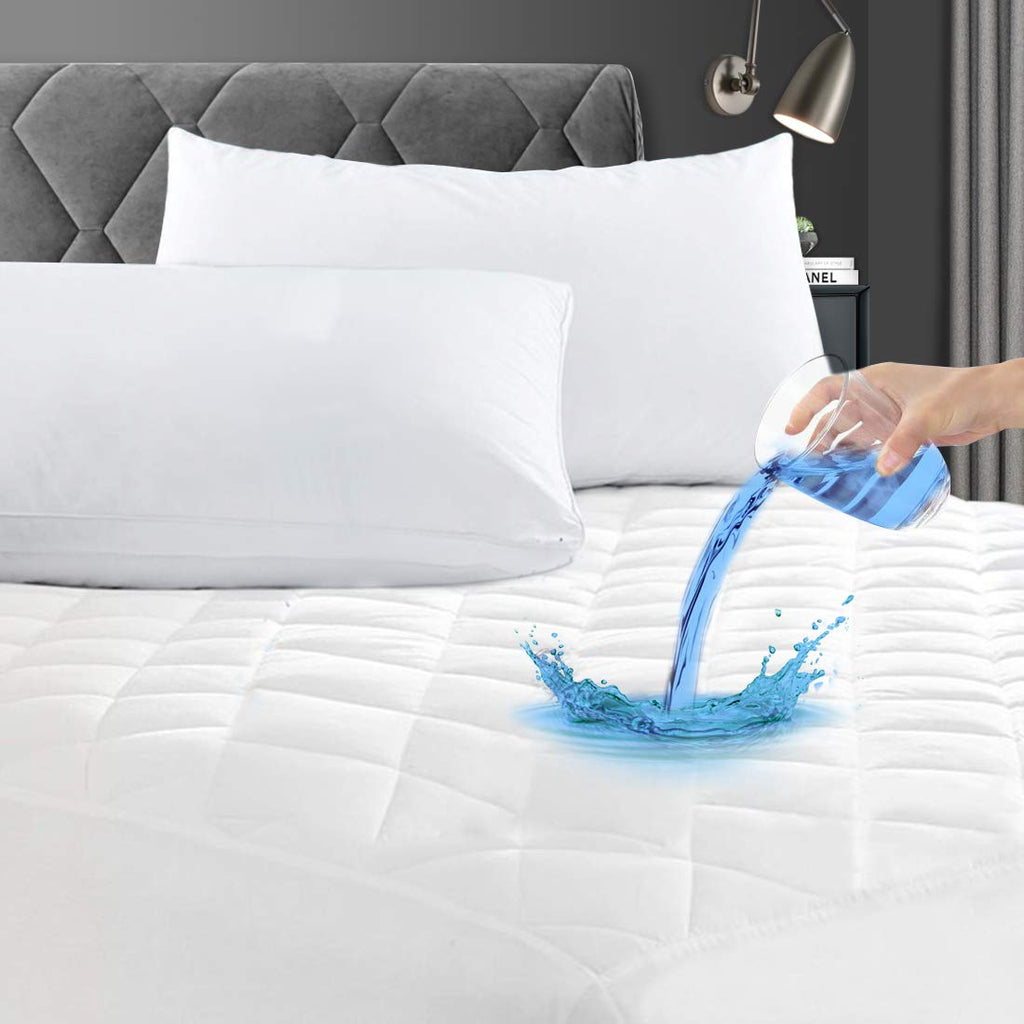 Grt Waterproof Mattress Pad Full, 100% Waterproof Quilted Fitted Mattress Protector, Noiseless Hollow Cotton Mattress Cover, Fit