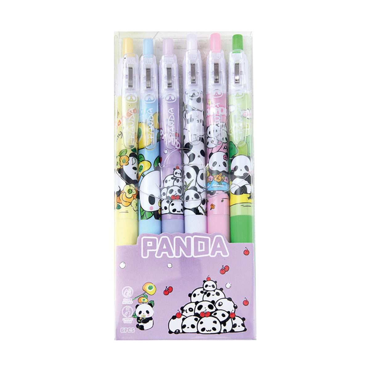 Mozxirz 6 Pcs Gel Ink Pens Cute Cartoon Bear Pens 0.5Mm Black Ink Retractable Pens Office School Pen Women Girl Boy Pen Kawaii (