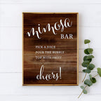 Andaz Press Wedding Party Signs, Rustic Wood Print, 8.5X11-Inch, Build Your Own Mimosa Pick A Juice, Pour The Bubbly Champagne,