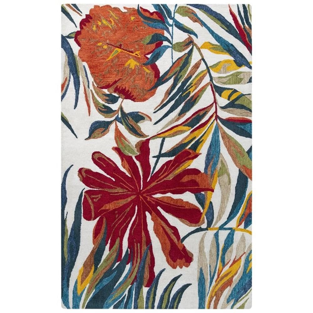 Mirage 5' X 7'6&quot; Floral Red/White/Red/Orange/Green/Blue Hand Tufted Rug