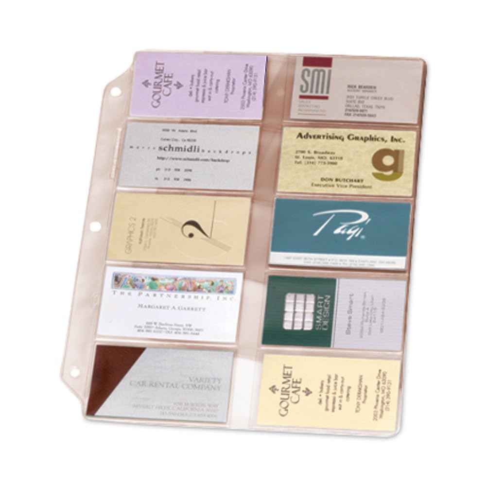 Cardinal Business Card Refill Pages, Holds 200 Cards, Clear, 20 Cards/Sheet, 10/Pack
