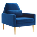 Modway Liliana Performance Velvet Armchair With Navy Finish Eei-5021-Nav
