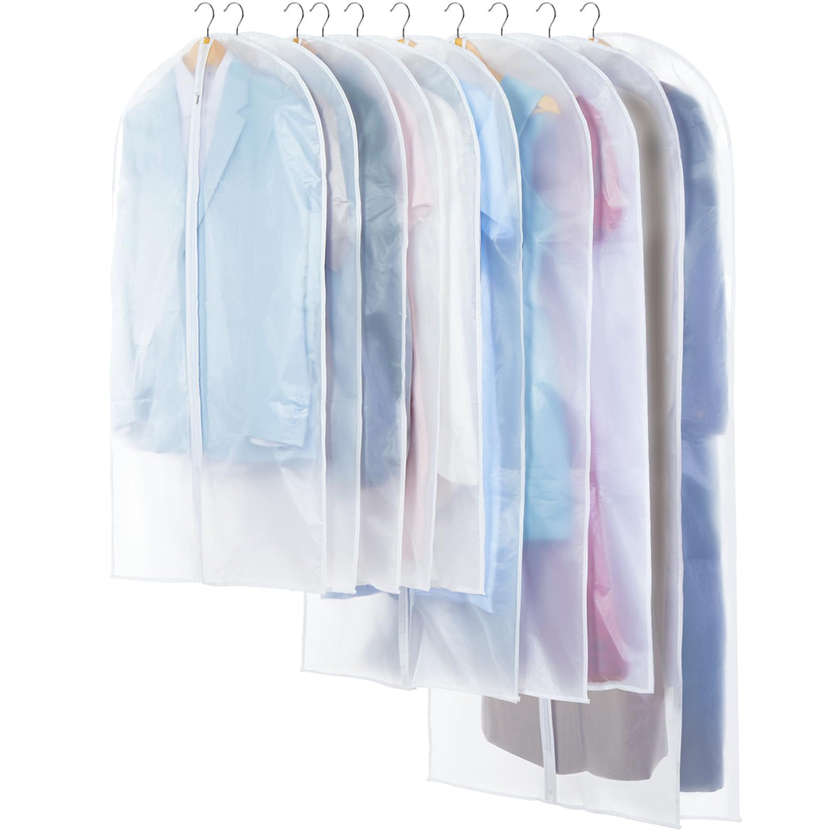 Carbrea Translucent Garment Bags for Hanging Clothes, 10 Pack