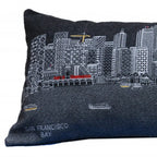 HomeRoots Grey 35' Black San Francisco Nighttime Skyline Lumbar Decorative Pillow