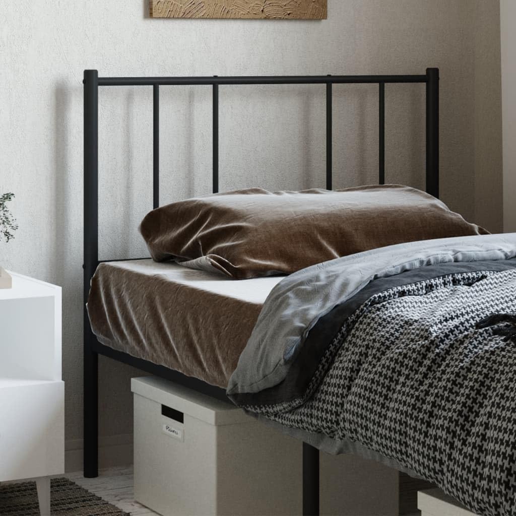 vidaXL Classic Metal Headboard - 39.4 inches, Robust Powder-Coated Steel Construction, Perfect Back Support, Easy Assembly, Ideal for Any Bed Frame, Black