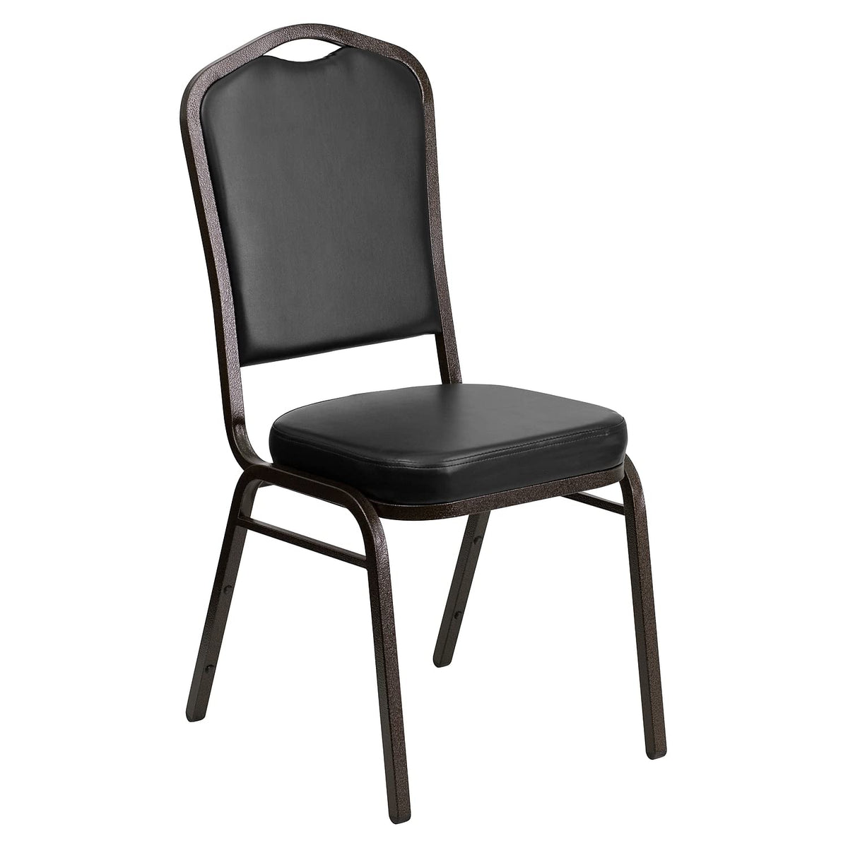 Flash Furniture HERCULES Series Crown Back Stacking Banquet Chair in Black Vinyl - Gold Vein Frame