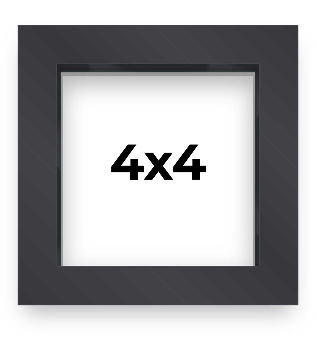 4x4 Shadow Box Frame Contemporary Black Finish | 1'' Depth of Usable Space| Vertical or Horizontal Display | Interior Size 4x4 i