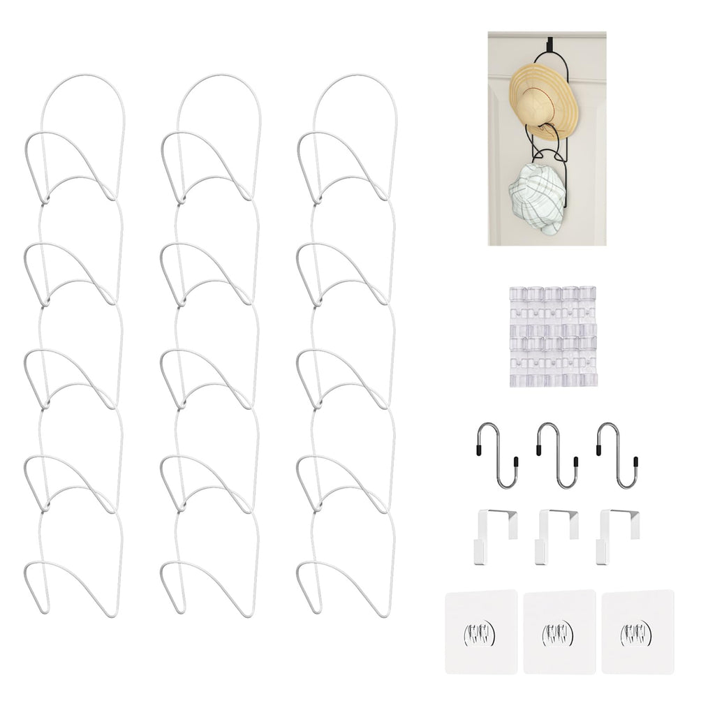 LINFIDITE 15 Pack Baseball Hat Rack Hanger Holder Organizer Multi Hook Wall Mounted Over Door Cap Display Storage Rack Cap Holde