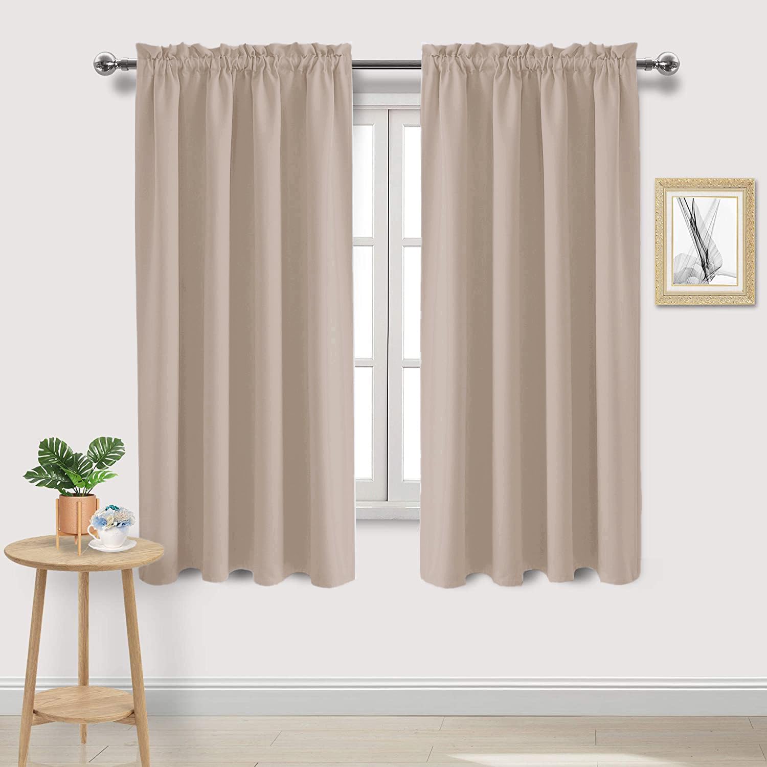 Dwcn Blackout Curtains Thermal Insulated, Energy Saving & Noise Reducing Bedroom And Living Room Curtains, Camel, W 52X L 63 Inc