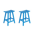 Costaelm All-Weather Bar Stools Set Of 2, 24' Height Outdoor Bar Stools, Adirondack Poly Patio Bar Stool For Patio, Deck, Kitchen Counter And Garden, Pacific Blue