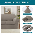 3 Piece Sofa Covers For 2 Cushion Couch Sofa Slipcover Soft Couch Cover For Dogs-Washable Sofa Furniture Covers With 2 Individual Cushion Covers, Feature Thick Jacquard Fabric (Loveseat, Taupe)