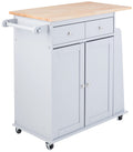 Acme Tullarick 2Drawer Wooden Kitchen Cart in Natural and Gray