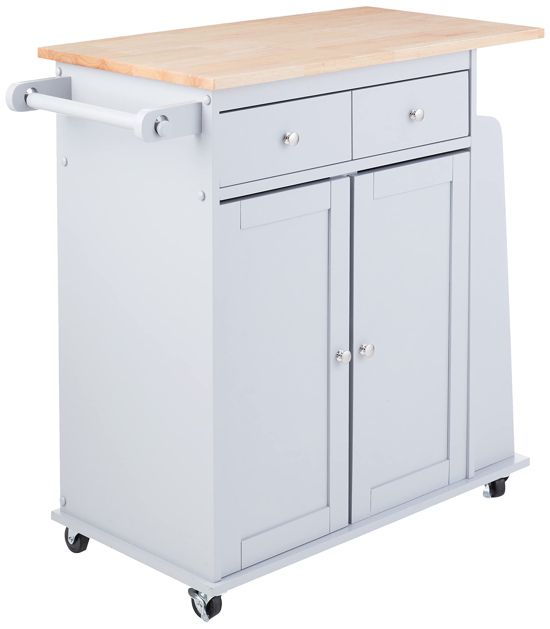 Acme Tullarick 2Drawer Wooden Kitchen Cart in Natural and Gray
