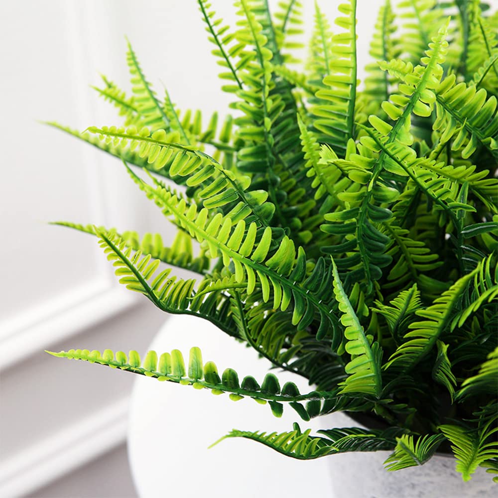 Szjias Artificial Ferns For Outdoors Fake Fern Plant Faux Boston Fern For Patio Porch Outdoor Plants Decor (8 Pcs)