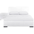 Camden Isle Hindes Upholstered Platform Bed, White, Full with 1 Nightstand
