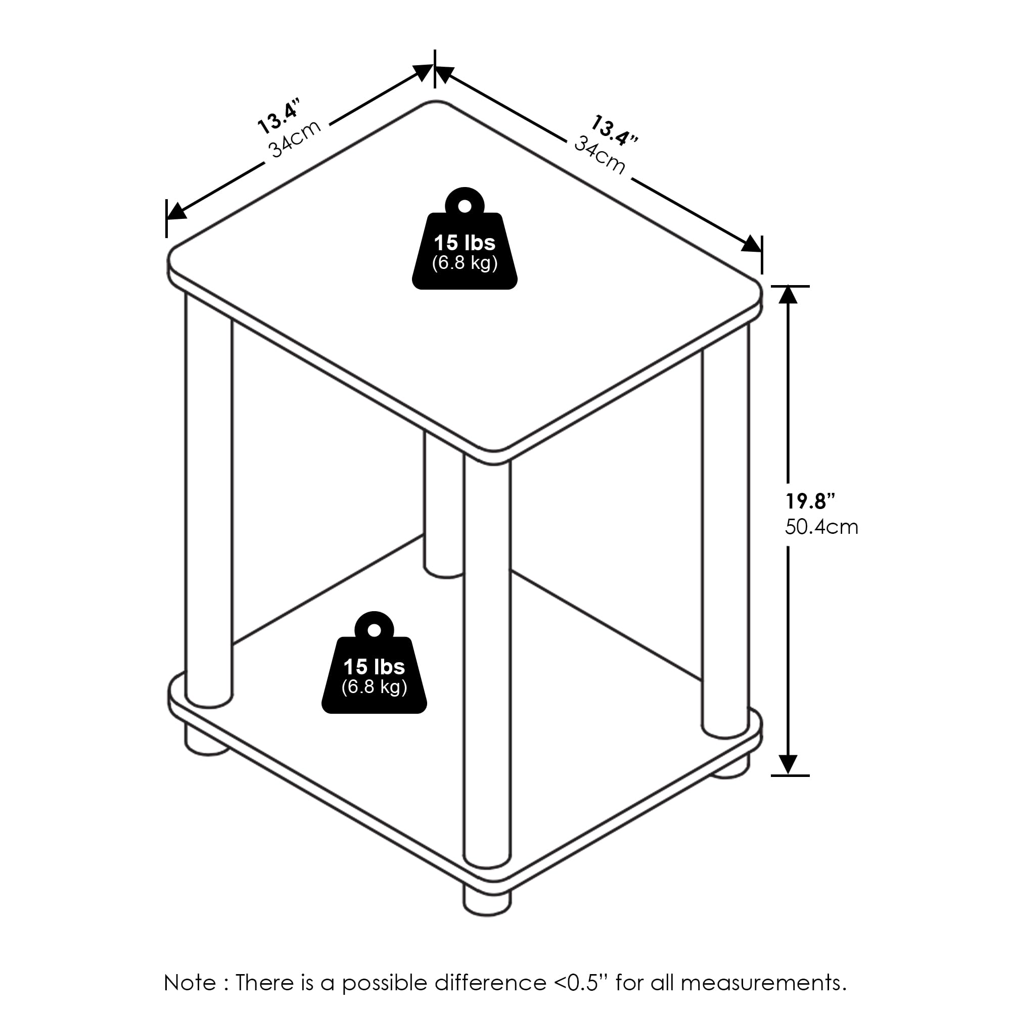 Furinno Turn-N-Tube Easy Assembly Stackable Bookcase, Bookshelf, Dark Cherry/Black