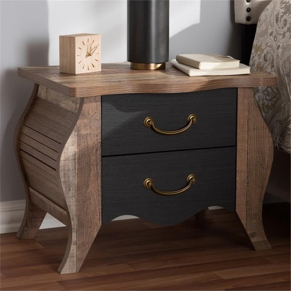 Baxton Studio Romilly 2-Drawer Nightstand - Thumbnail 4