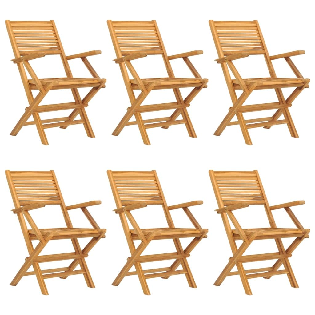 vidaXL Folding Patio Chairs Set of 6 - Solid Teak Wood Outdoor Seating - Scandinavian Style Garden Furniture - 21.7"x24.4"x35.4"