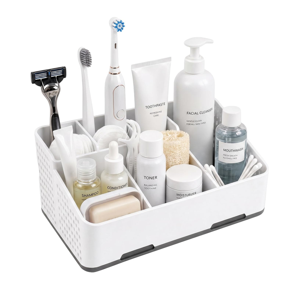 Cleangor Countertop Bathroom Organizer, Toothbrush Holder with Drainage